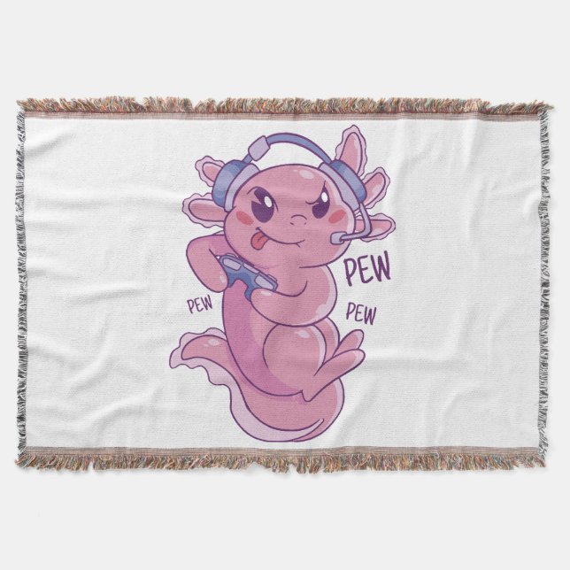 Axolotl Gamer Challenge Blast Throw Blanket (Front)