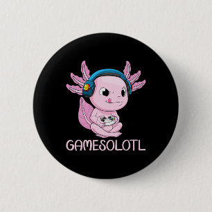Axolotl Gamer Gamesolotl Kawaii Gaming For Boys Gi 6 Cm Round Badge