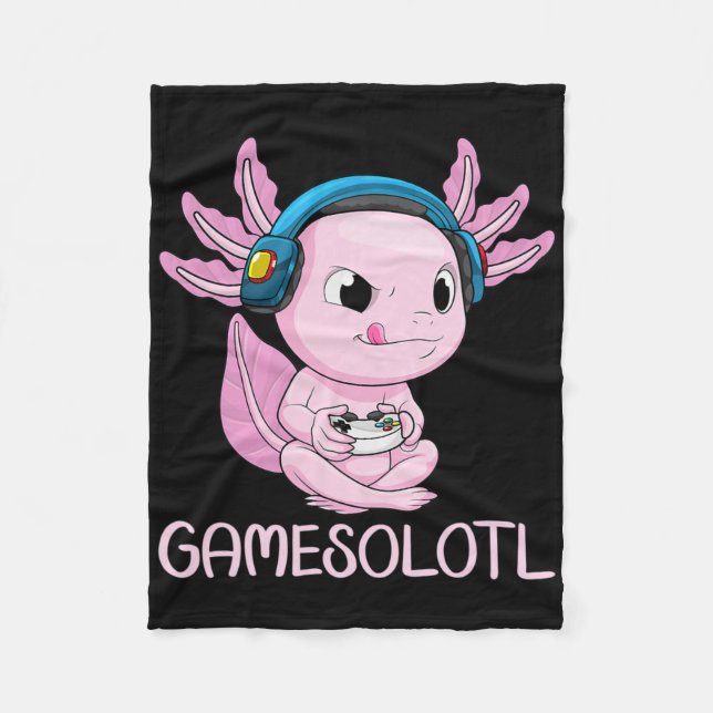 Axolotl Gamer Gamesolotl Kawaii Gaming For Boys Gi Fleece Blanket (Front)