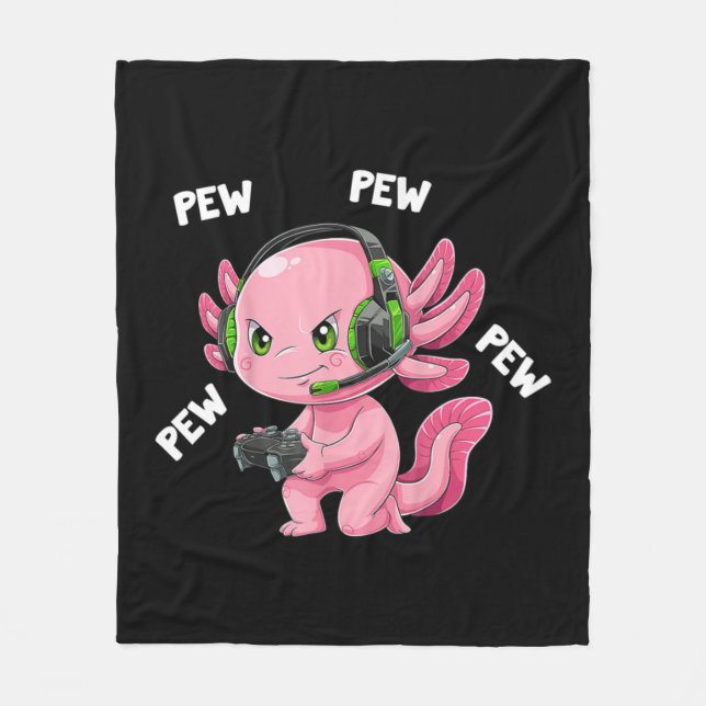 Axolotl Gaming Gifts Boys Girls Anime Video Game P Fleece Blanket (Front)