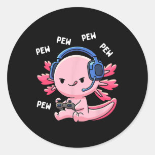 Axolotl Gaming Kids Boys Girls Anime Video Game Pe Classic Round Sticker