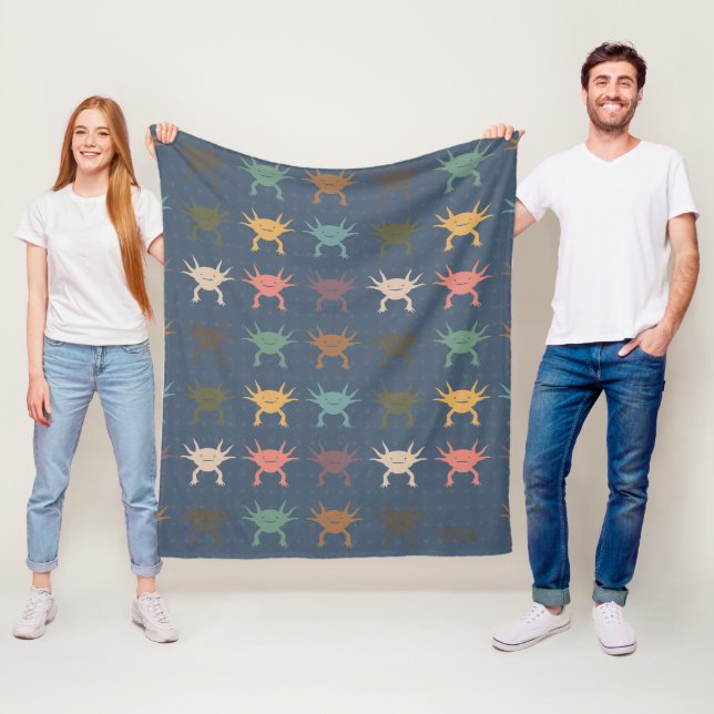 Axolotl Gift Blanket, Cosy Axolotl Lover Fleece Blanket (In Situ)