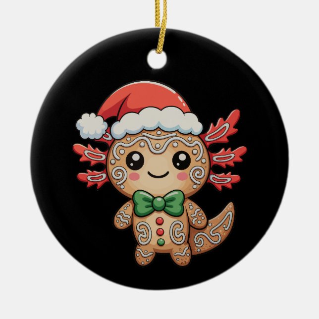 Axolotl Gingerbread Christmas Xmas Matching Family Ceramic Tree Decoration (Front)