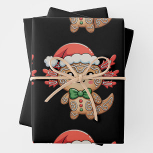 Axolotl Gingerbread Christmas Xmas Matching Family Wrapping Paper Sheet