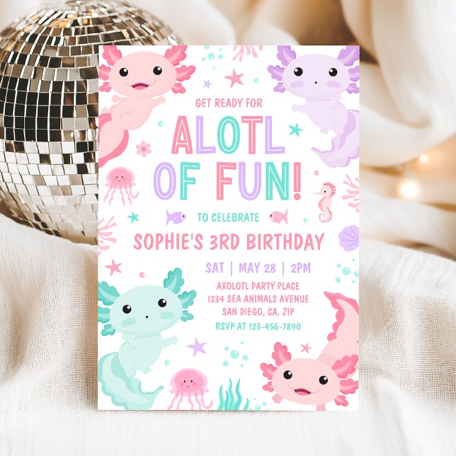 Axolotl Girl Party Alotl Fun Birthday Invitation (Creator Uploaded)