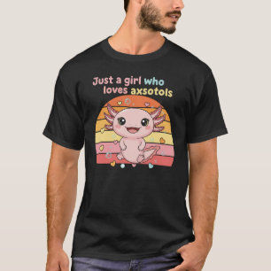Axolotl Girl Retro Cute Design T-Shirt