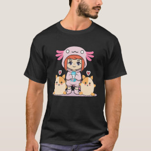 Axolotl girl with milk and hamster T-Shirt