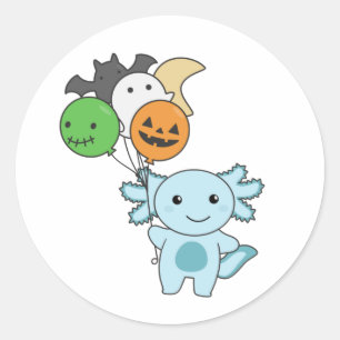 Axolotl Halloween Balloons Kids Cute Axolotls Classic Round Sticker