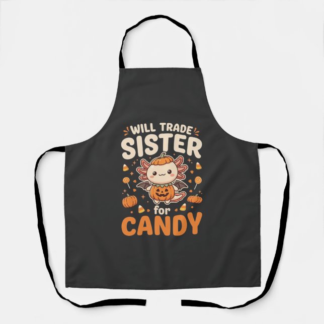 Axolotl Halloween Candy Trade Vector Design_1 Apron (Front)