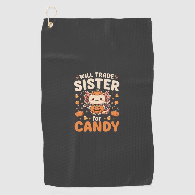 Axolotl Halloween Candy Trade Vector Design_1 Golf Towel (Front)