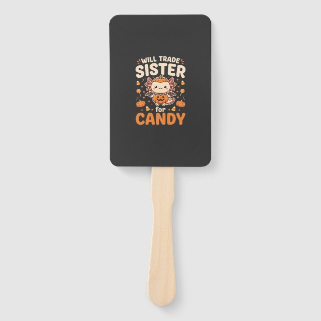 Axolotl Halloween Candy Trade Vector Design_1 Hand Fan (Front)
