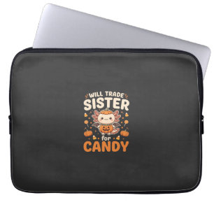 Axolotl Halloween Candy Trade Vector Design_1 Laptop Sleeve