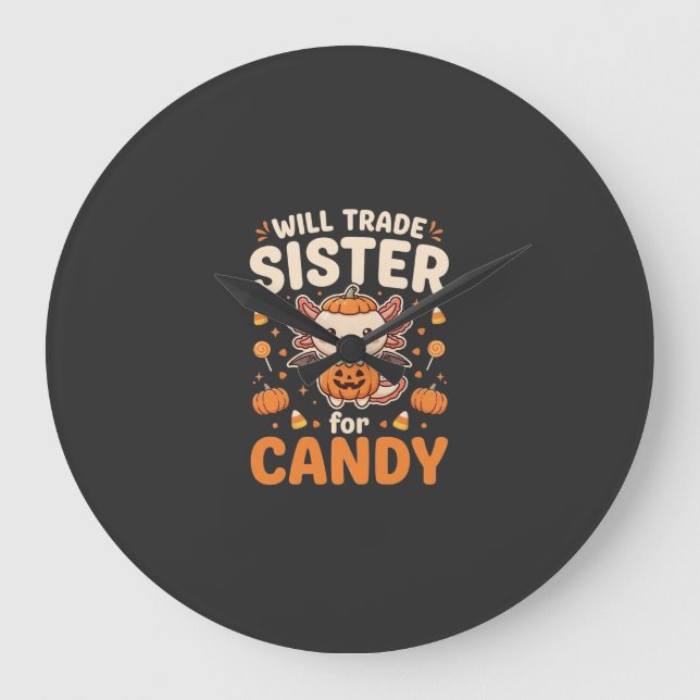 Axolotl Halloween Candy Trade Vector Design_1 Large Clock (Front)