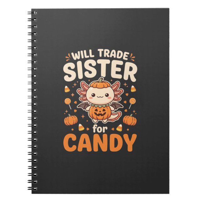 Axolotl Halloween Candy Trade Vector Design_1 Notebook (Front)