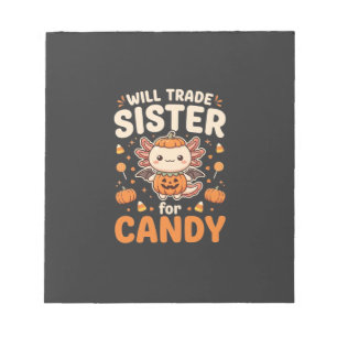 Axolotl Halloween Candy Trade Vector Design_1 Notepad