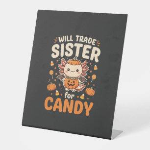 Axolotl Halloween Candy Trade Vector Design_1 Pedestal Sign