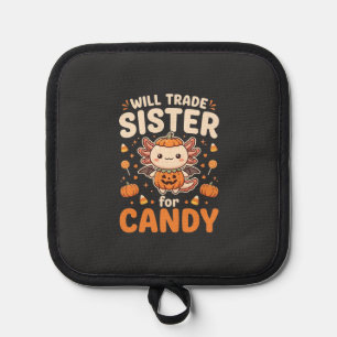 Axolotl Halloween Candy Trade Vector Design_1 Pot Holder