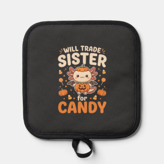 Axolotl Halloween Candy Trade Vector Design_1 Pot Holder