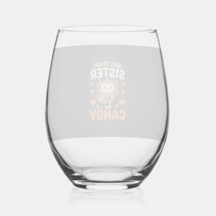 Axolotl Halloween Candy Trade Vector Design_1 Stemless Wine Glass