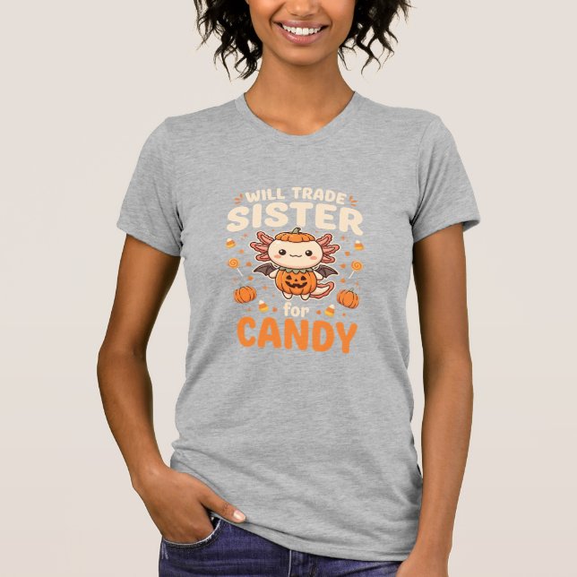 Axolotl Halloween Candy Trade Vector Design_1 T-Shirt (Front)