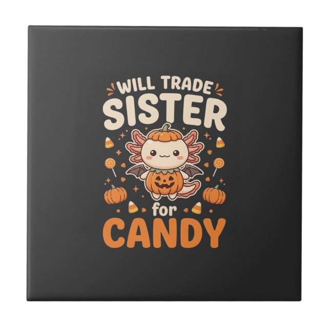 Axolotl Halloween Candy Trade Vector Design_1 Tile (Front)