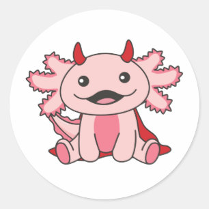Axolotl Halloween Cute Devil Kids Witches Costume  Classic Round Sticker