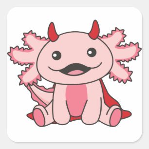 Axolotl Halloween Cute Devil Kids Witches Costume  Square Sticker