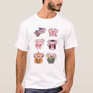 Axolotl Halloween Devil Pumpkin Vampire Costume T-Shirt