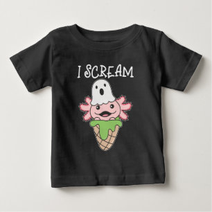 Axolotl Halloween Ghost I Scream Ice Pun Baby T-Shirt