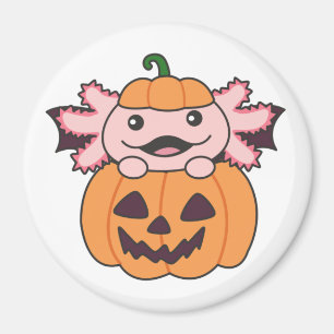 Axolotl Halloween Pumpkin Bat Costume Magnet