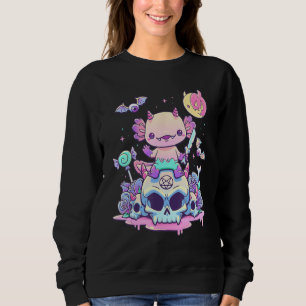 Axolotl Halloween Skull Creepy Axolotl Pastel Goth Sweatshirt