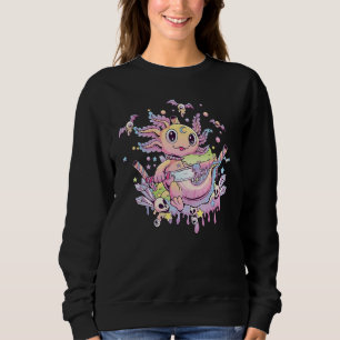 Axolotl Halloween Skull Creepy Axolotl Pastel Goth Sweatshirt