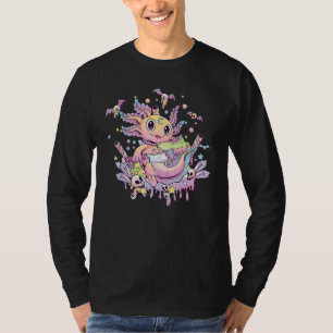 Axolotl Halloween Skull Creepy Axolotl Pastel Goth T-Shirt