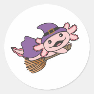 Axolotl Halloween Witch Kids Witches Costume Classic Round Sticker