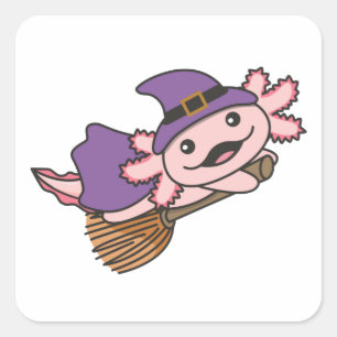 Axolotl Halloween Witch Kids Witches Costume Square Sticker