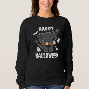 Axolotl Happy Halloween Pumpkin Bat Costume Sweatshirt