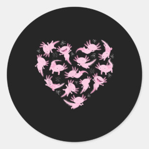 Axolotl Heart For Kids Axolotl Lover Axolotl Kawai Classic Round Sticker