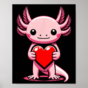 Axolotl Holding Heart Valentine's Day Cute Valenti Poster