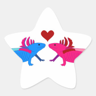 Axolotl in Love Star Sticker