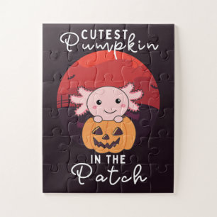 Axolotl In Pumpkin Sweet Axolotls Happy Halloween Jigsaw Puzzle