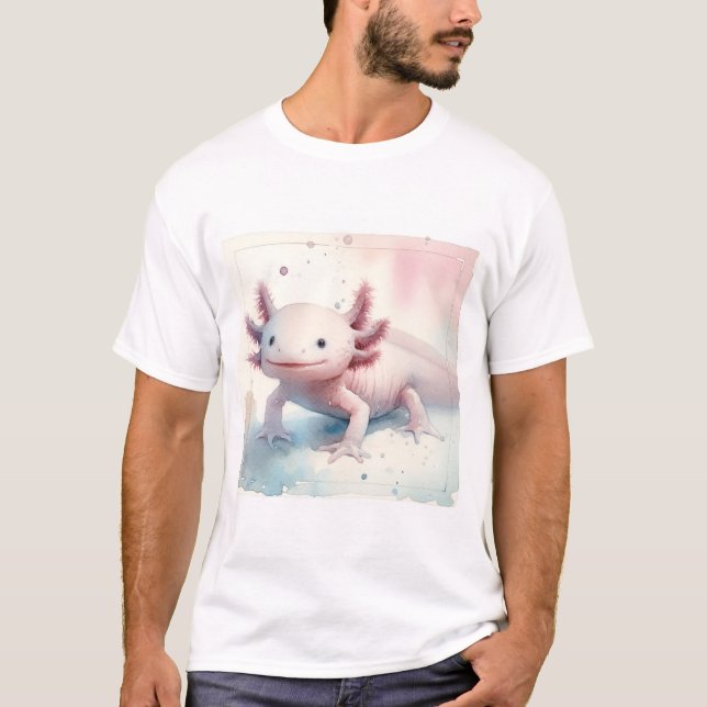 Axolotl in Watercolor AREF292 - Watercolor T-Shirt (Front)
