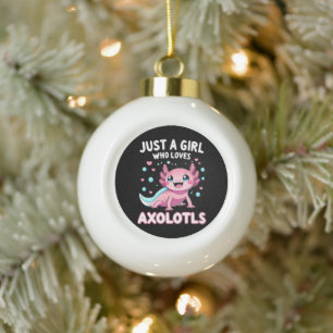 Axolotl Kawaii Just A Girl Who Loves Axolotls Ceramic Ball Christmas Ornament