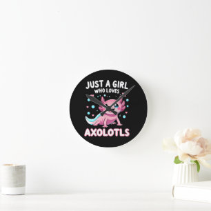 Axolotl Kawaii Just A Girl Who Loves Axolotls Round Clock