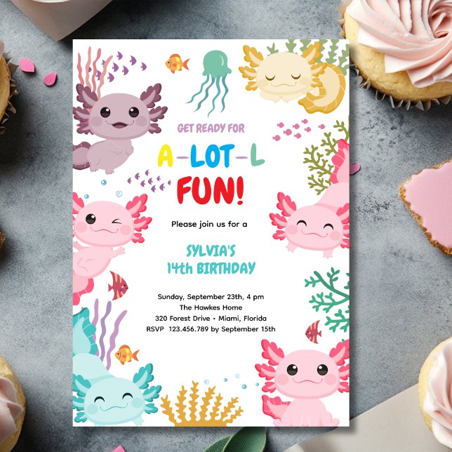 Axolotl kids birthday Invitation (Creator Uploaded)