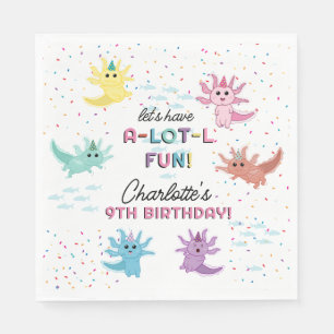 Axolotl Kids Cute Salamander Birthday Party Napkin
