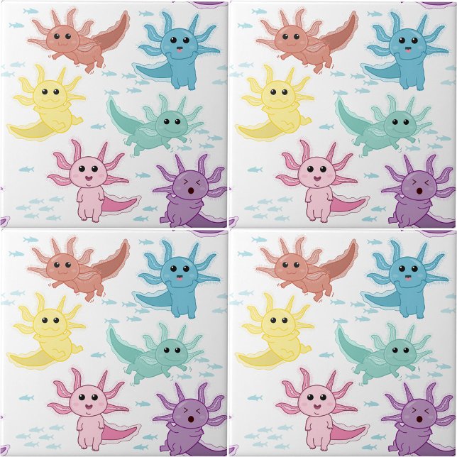 Axolotl Kids Cute Salamander Kids Bedroom Nursery Tile (Axolotl Kids Cute Salamander Kids Bedroom Nursery Ceramic Tile)