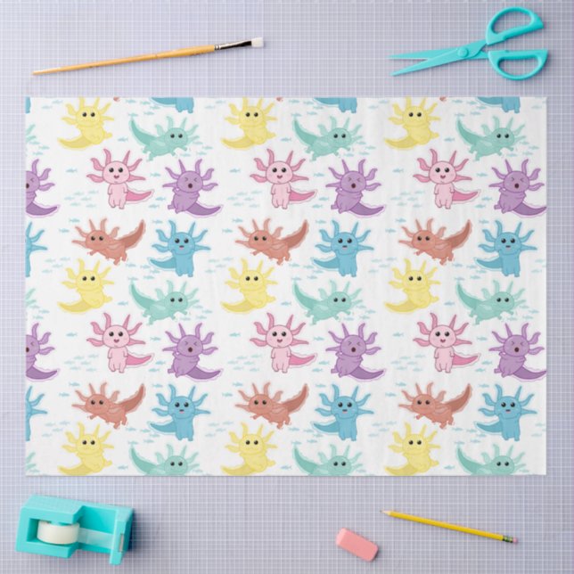 Axolotl Kids Cute Salamander Pattern Tissue Paper (Craft)