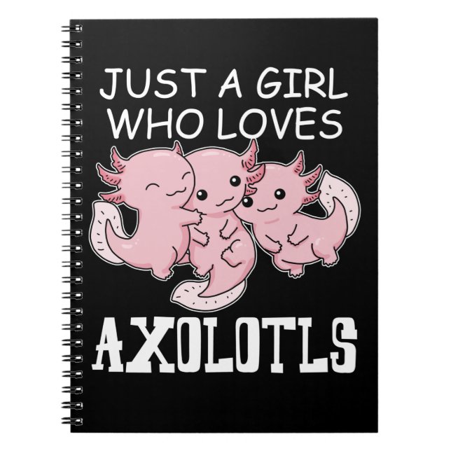 Axolotl Kids Kawaii Axolotl Gift Girls Axolotl Notebook (Front)
