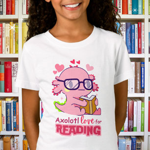 Axolotl Love for Reading Adorable Kid's  T-Shirt