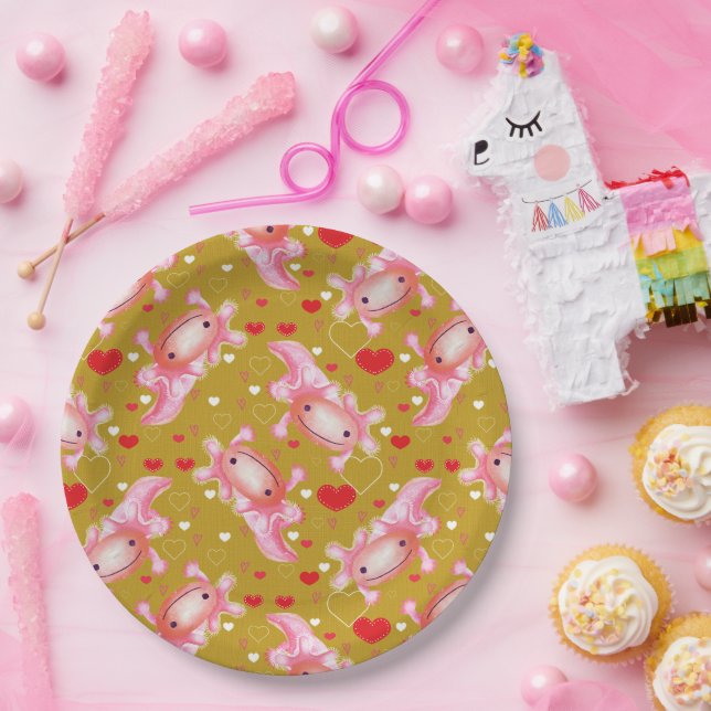 Axolotl Love mustard  Paper Plate (Party)